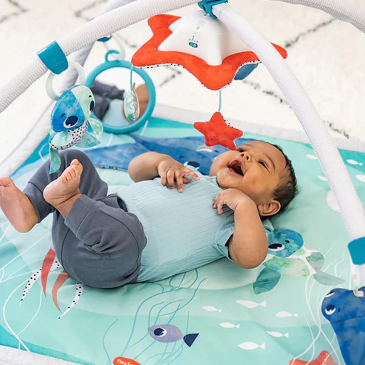 Treasure the Ocean™ Bundle: XL Outdoor Picnic Mat, Luxe Musical Mobile, 2-in-1 Musical Mobile Gymini®