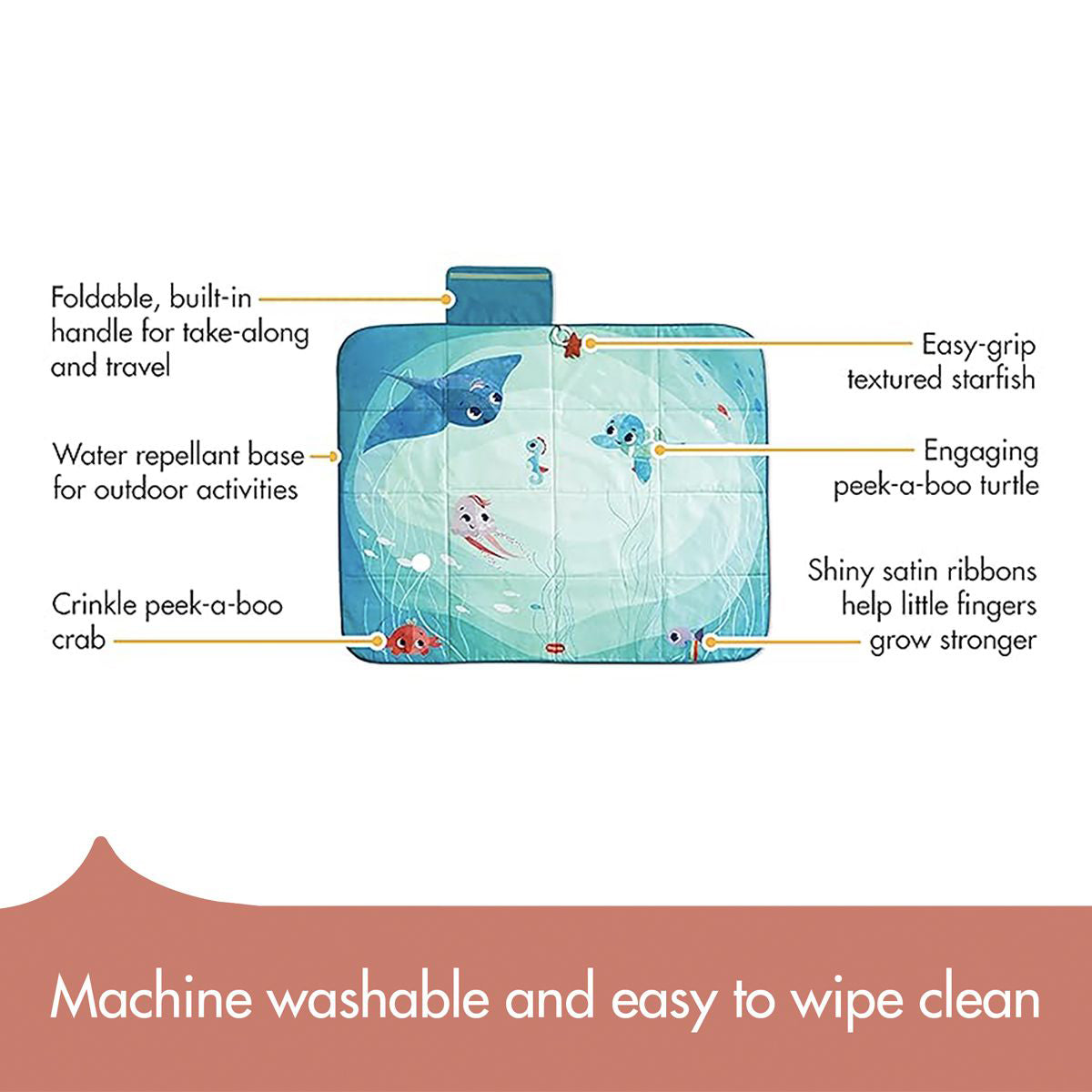 Treasure the Ocean™ Bundle: XL Outdoor Picnic Mat, Luxe Musical Mobile, 2-in-1 Musical Mobile Gymini®