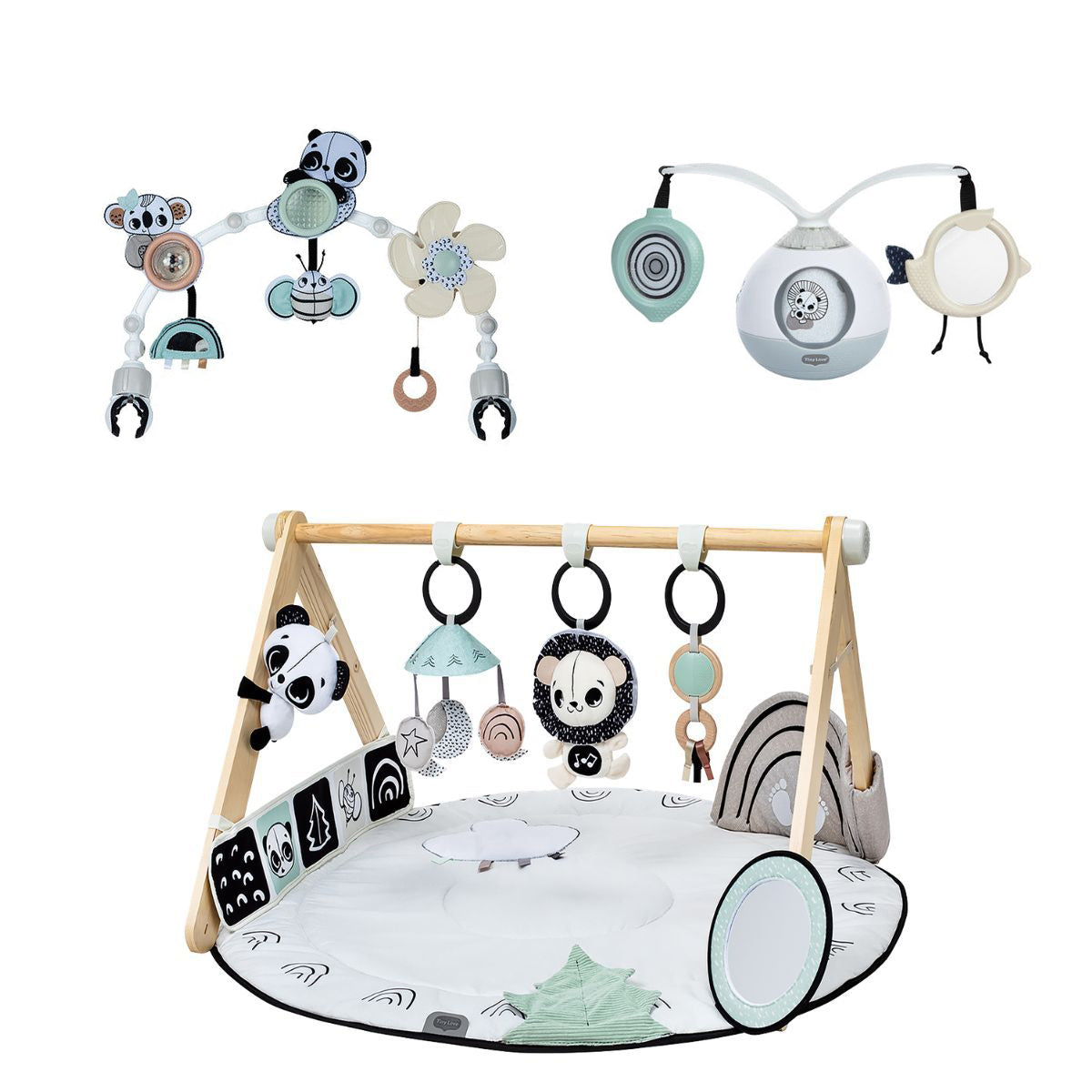 Black & White Décor Bundle: Luxe Developmental Gymini®, Sunny Stroll™, Tummy Time Mobile Entertainer