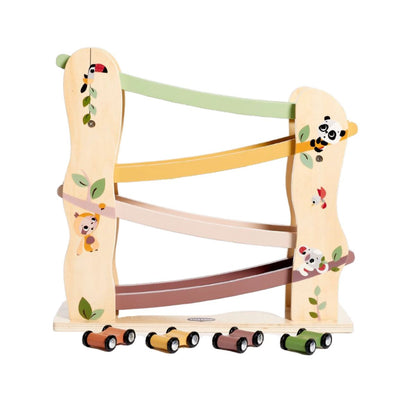 Boho Chic Bundle: Tiny Dreamer 3-in-1 Musical Projector, Double-Sided First Book, Wooden Car Ramp, Wooden Stacking Train