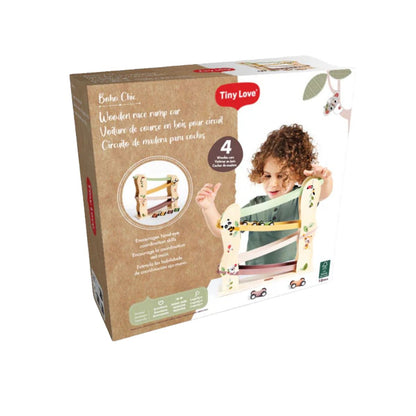 Boho Chic Bundle: Tiny Dreamer 3-in-1 Musical Projector, Double-Sided First Book, Wooden Car Ramp, Wooden Stacking Train