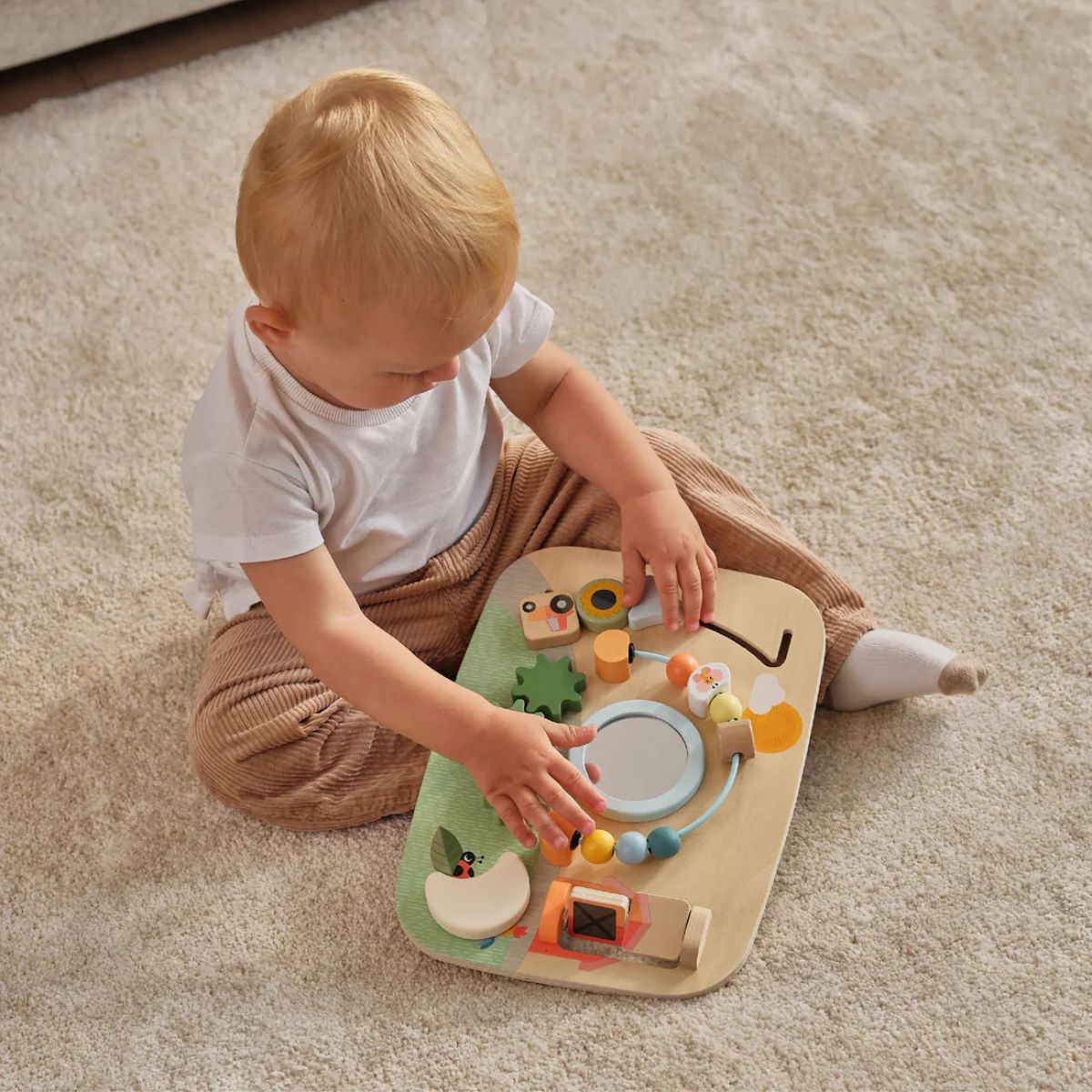 Farmers Funday Bundle: Wooden Busy Board, Wooden Stacking Tower, Play & Explore Piano, Play & Explore Drums