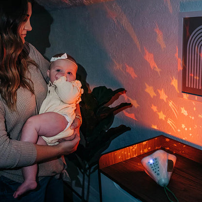 Boho Chic Bundle: Tiny Dreamer 3-in-1 Musical Projector, Double-Sided First Book, Wooden Car Ramp, Wooden Stacking Train