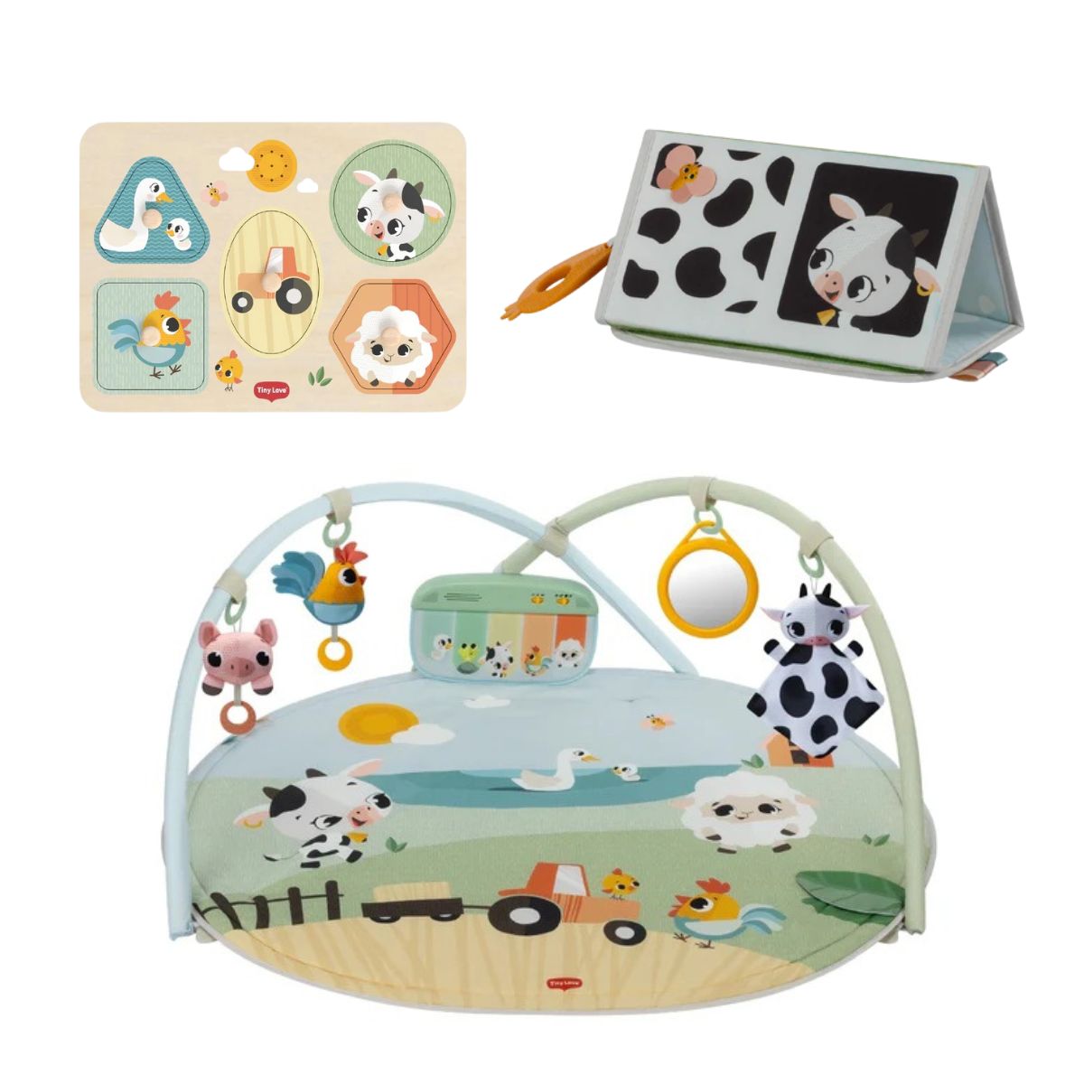 Farmers Funday Bundle: Dynamic Gymini®, My First Sound Puzzle, 2-in-1 Sensory Tummy Time Toy