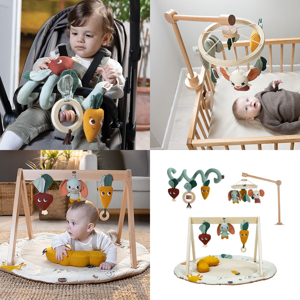 Garden of Adventures Bundle: Luxe Developmental Gymini®, Activity Spiral, Wooden Cot Mobile