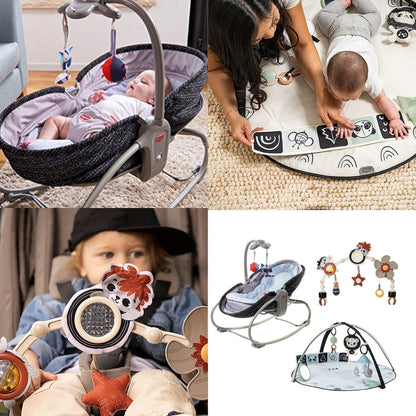 Best Sellers Bundle: Magical Tales 3-in-1 Rocker Napper Luxe, Black & White Décor Developmental Gymini®, Tiny Rockers Sunny Stroll™