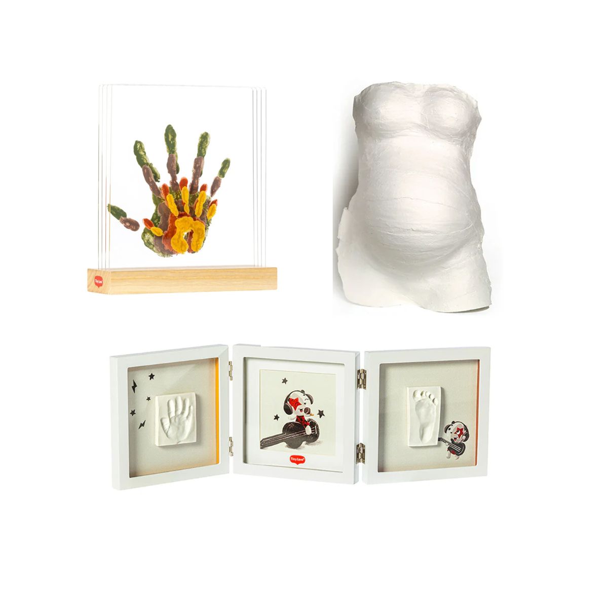 Tiny Creations Bundle: Double Frame White, Belly Casting Kit, Family Prints