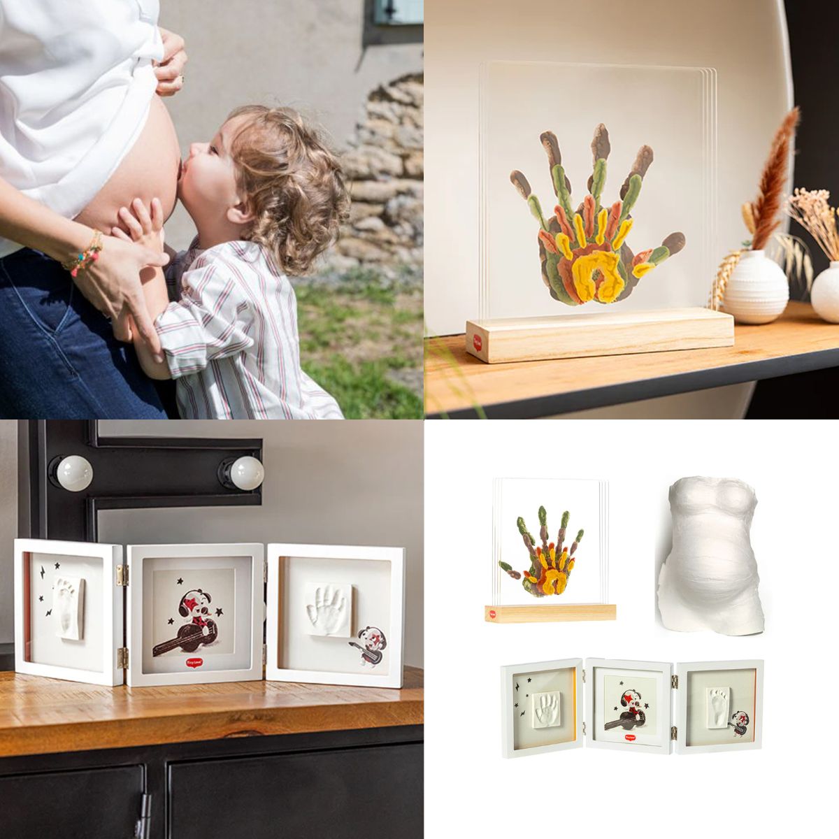 Tiny Creations Bundle: Double Frame White, Belly Casting Kit, Family Prints