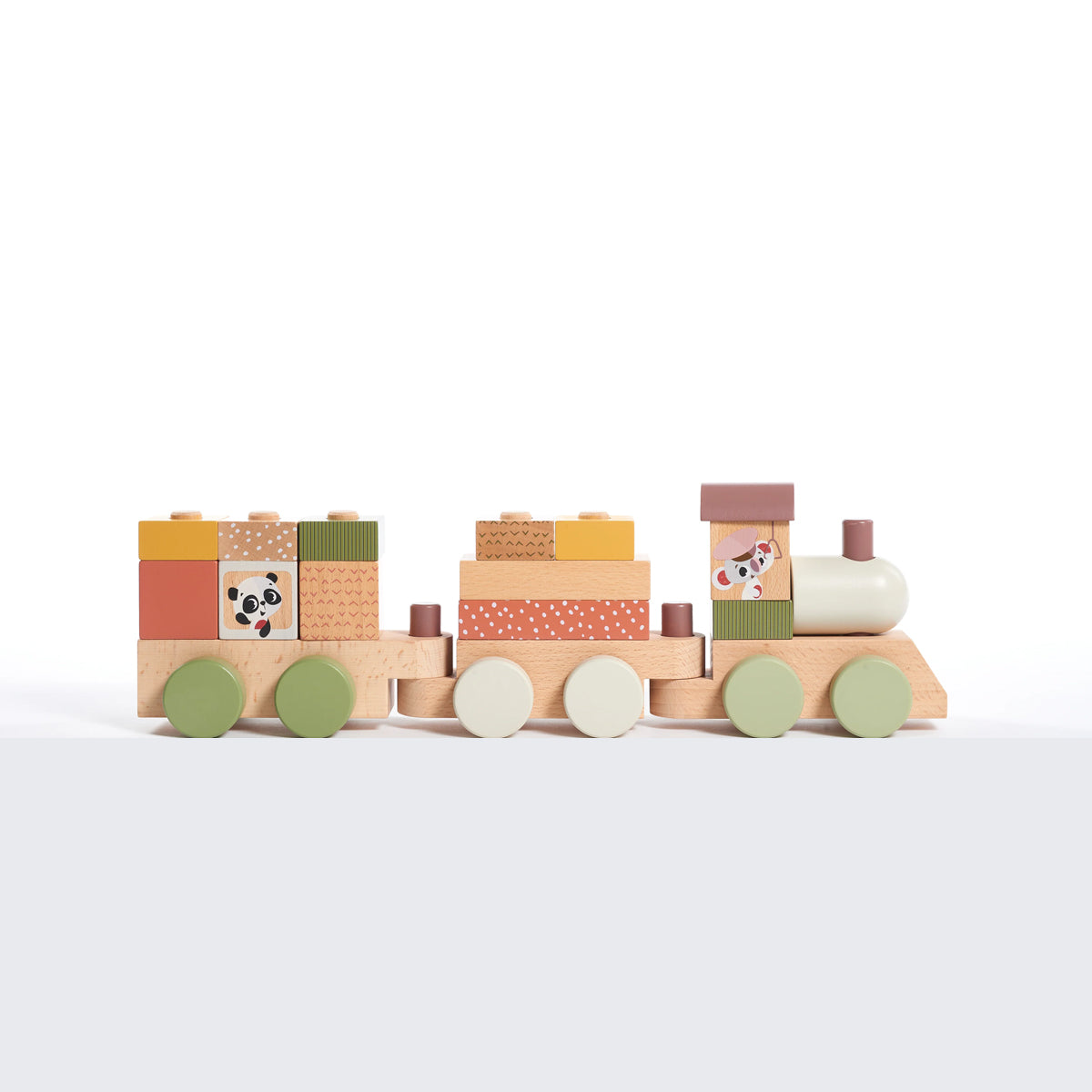 Boho Chic Bundle: Tiny Dreamer 3-in-1 Musical Projector, Double-Sided First Book, Wooden Car Ramp, Wooden Stacking Train